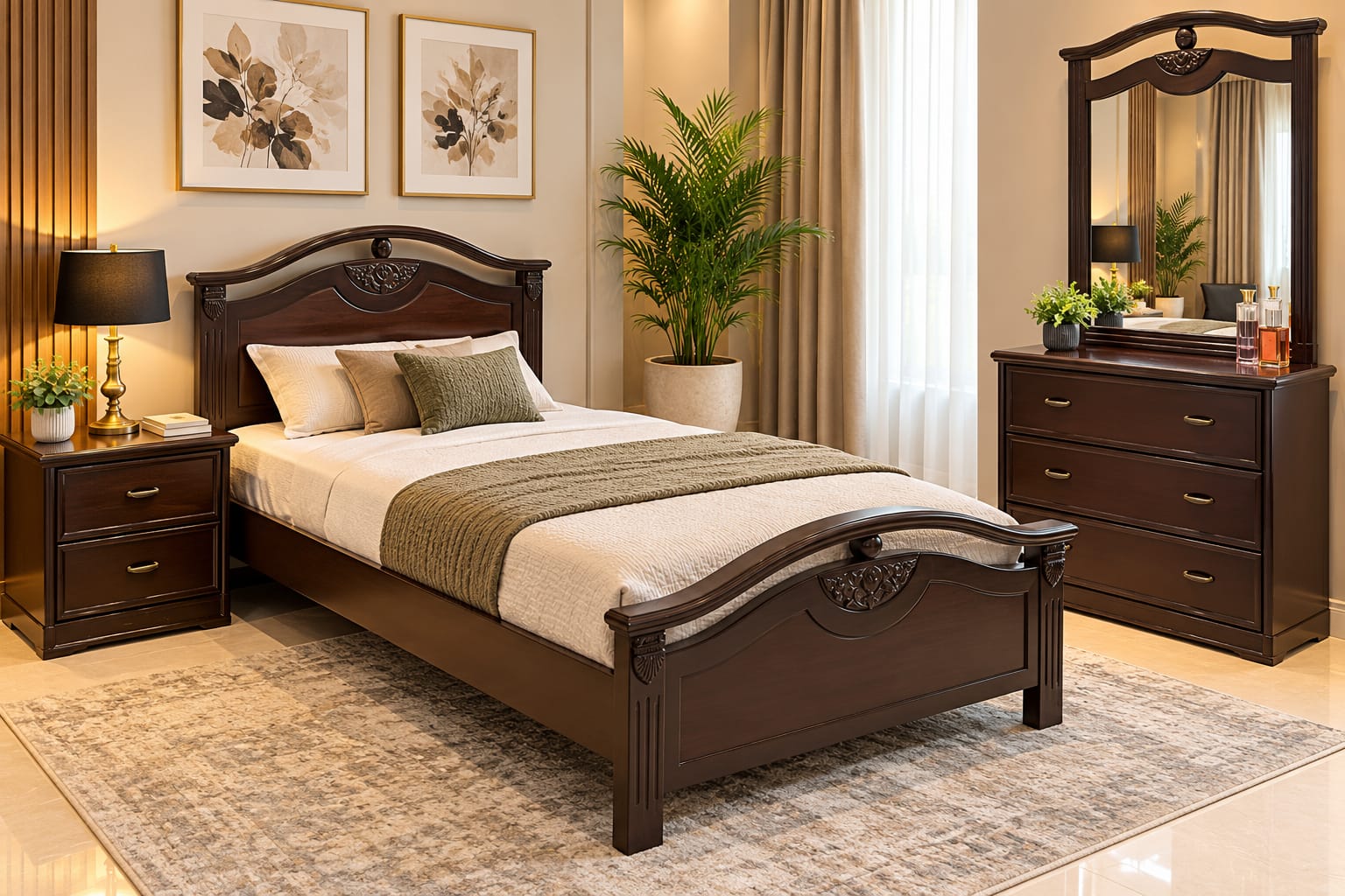 Sheesham Wood & Ply Single Bed Set