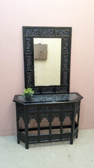 Solid Sheesham Wood Console With Wall Mounted Mirror