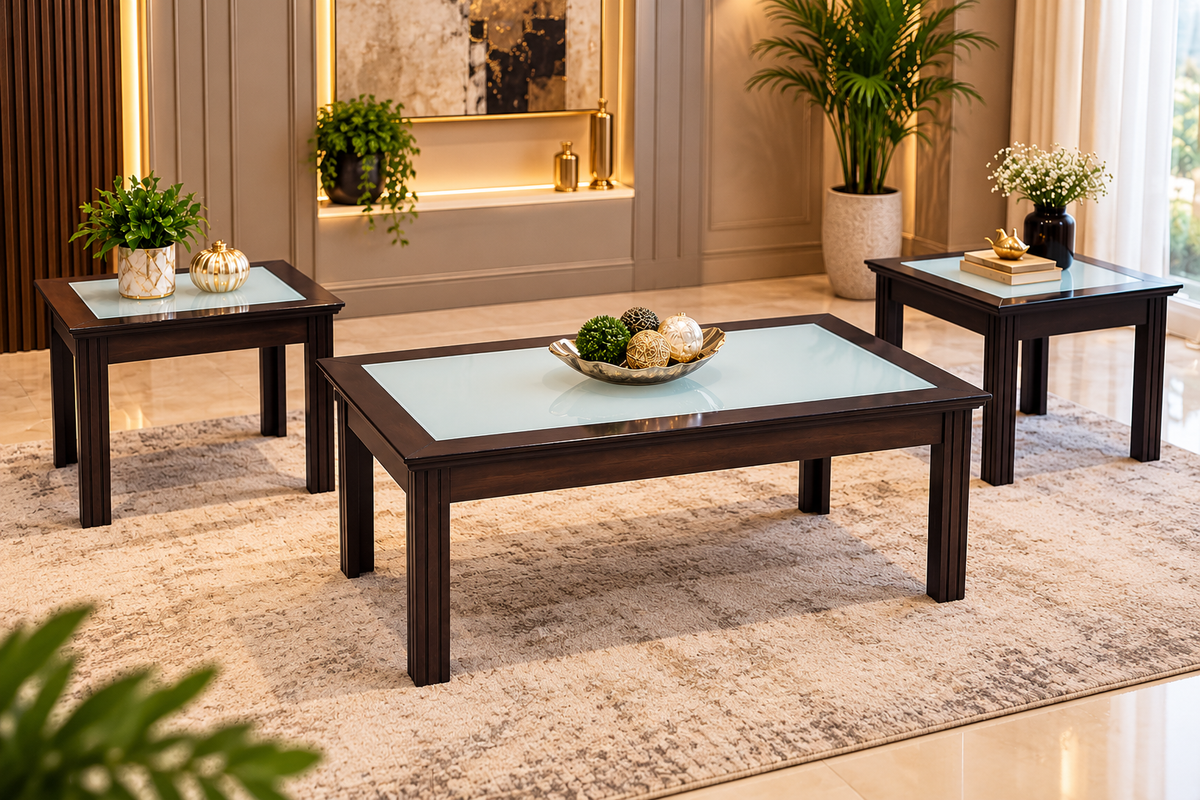 IMPORTED MALAYSIAN SOLID BEECH WOOD CENTER TABLE SET