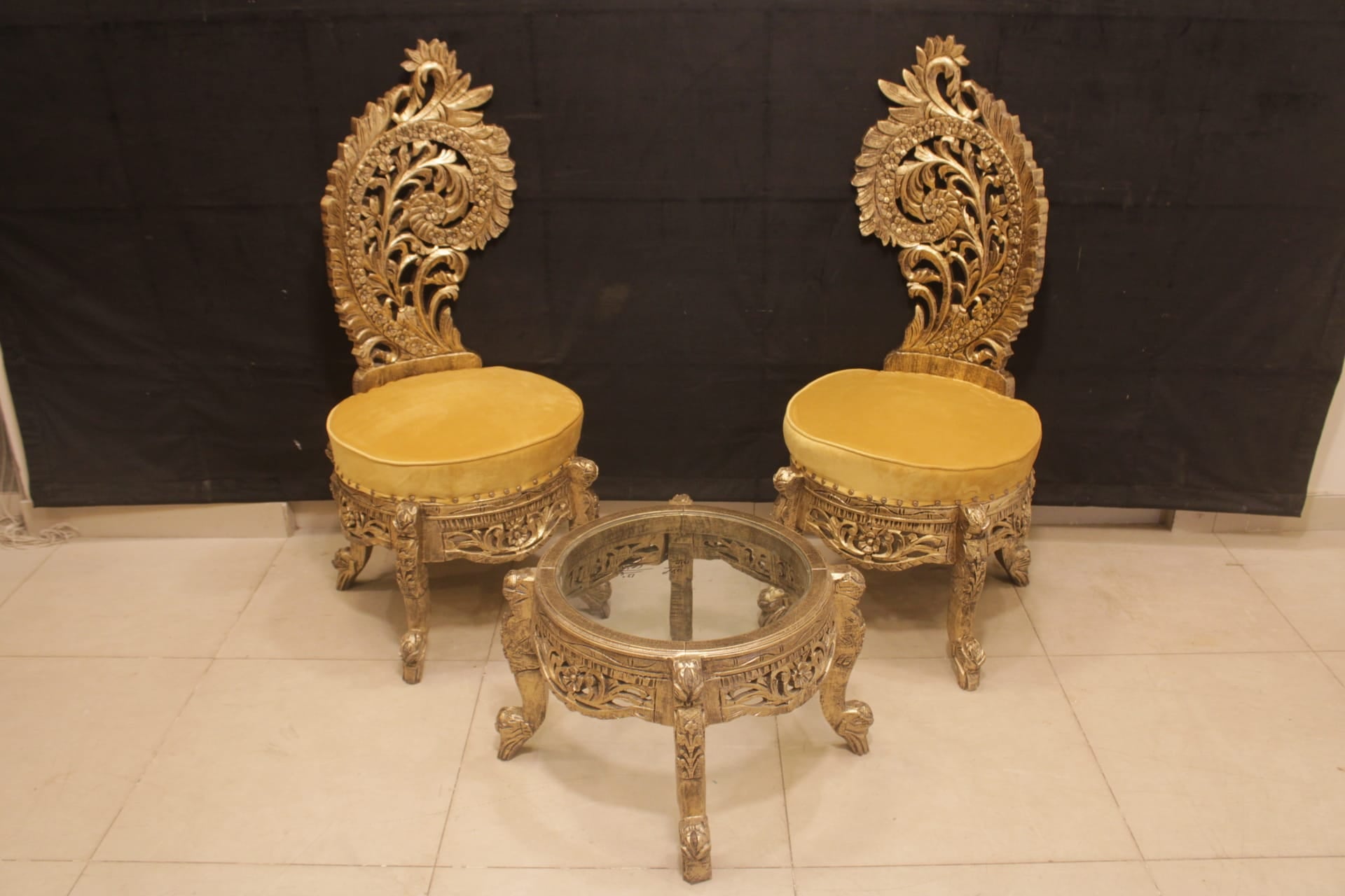 Wood Peri Chairs and Table Set.