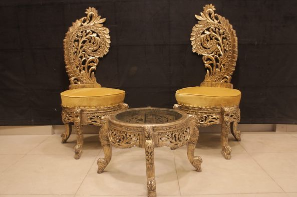 Wood Peri Chairs and Table Set.