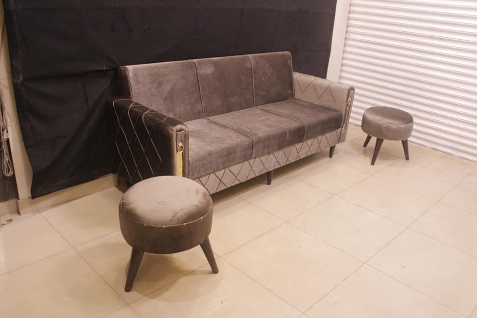 TGSC Stylish Sofa Cum Bed With Pair Of Ottoman