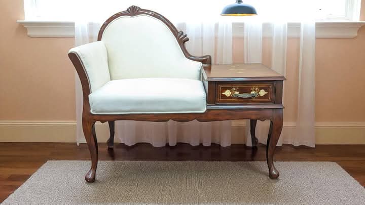 🔥 Antique 🔥 Solid Sheesham Wood Telephone Seattee