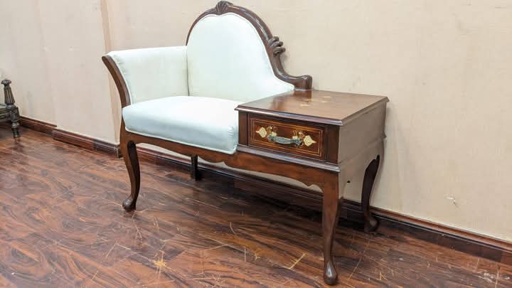 🔥 Antique 🔥 Solid Sheesham Wood Telephone Seattee