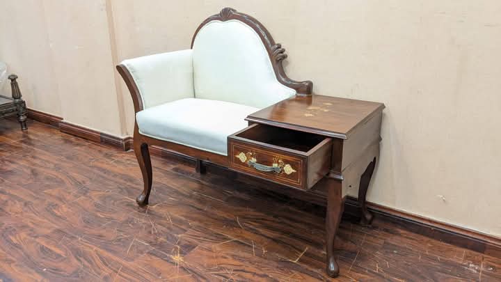 🔥 Antique 🔥 Solid Sheesham Wood Telephone Seattee