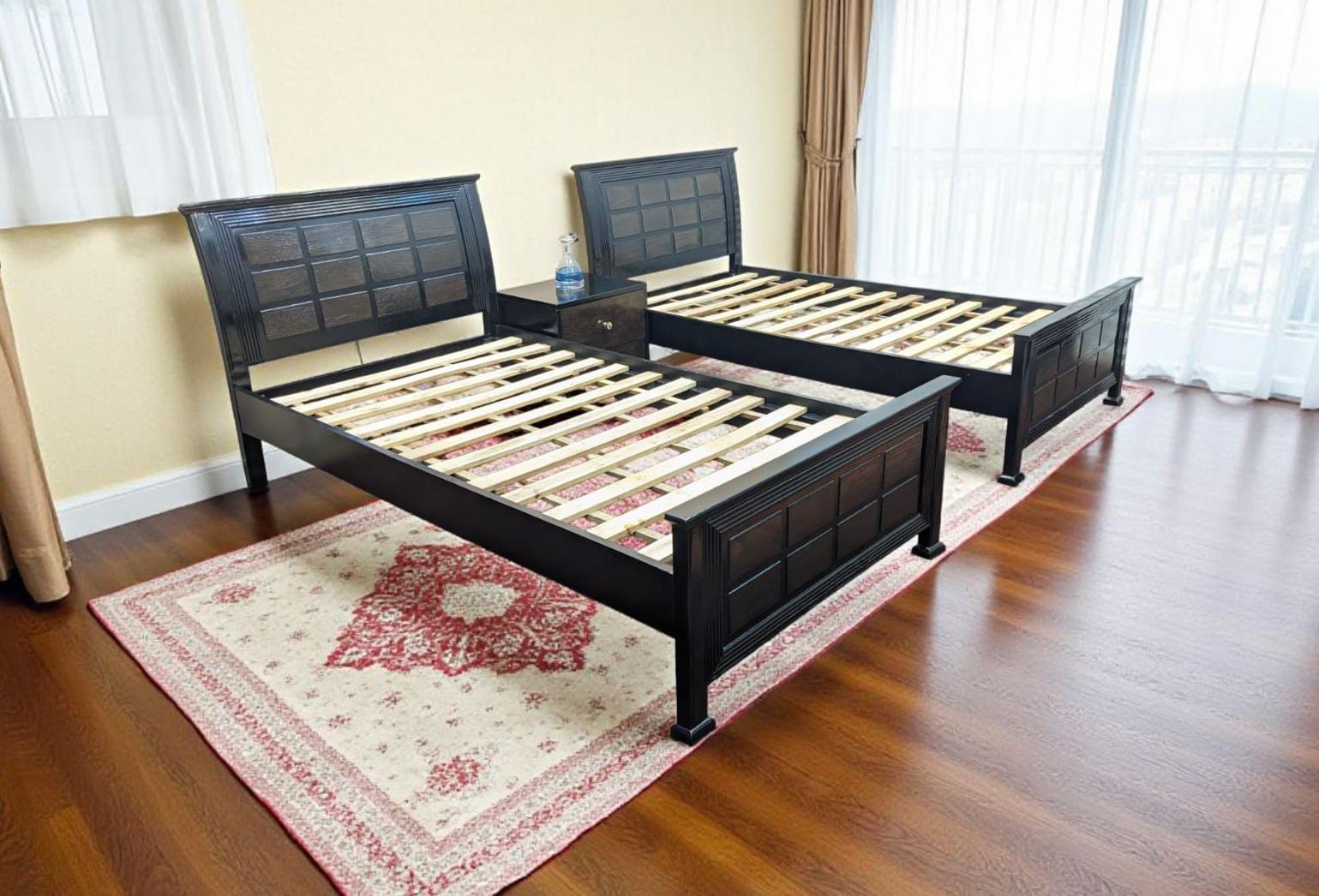 Pair of Single Bed with Shared Side Table