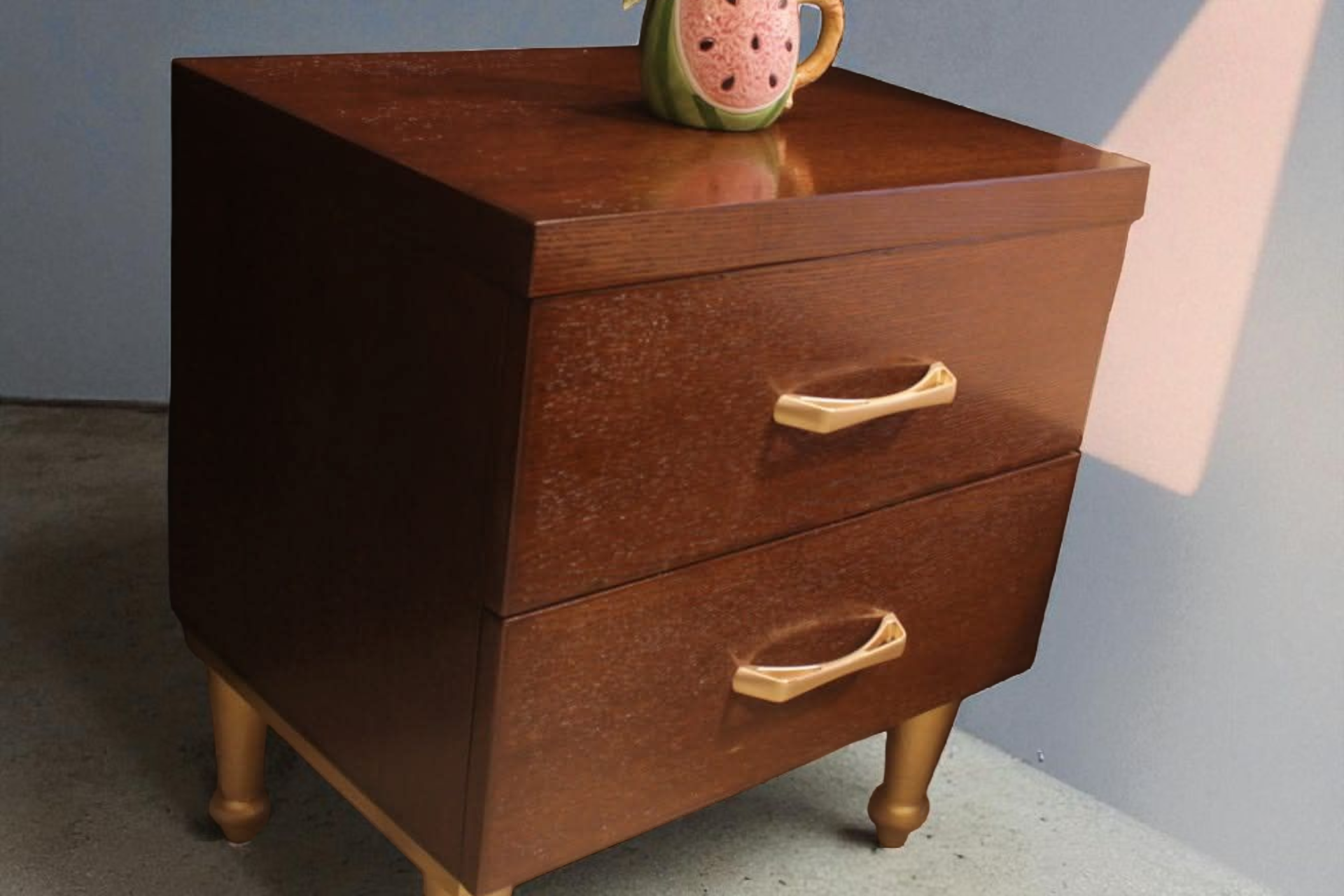 Brand New Ash Wood Cushioned Bed with 2 Night Stands