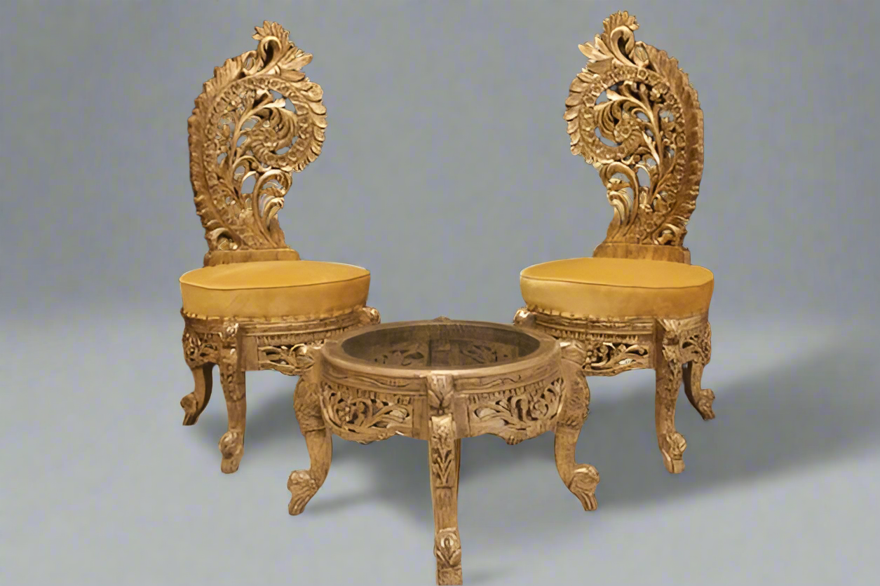 Wood Peri Chairs and Table Set.