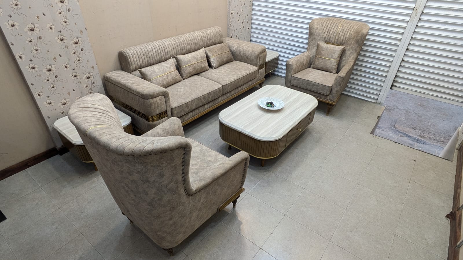Turkish Design 5 Seater Sofa Set with Center and Side Tables Set