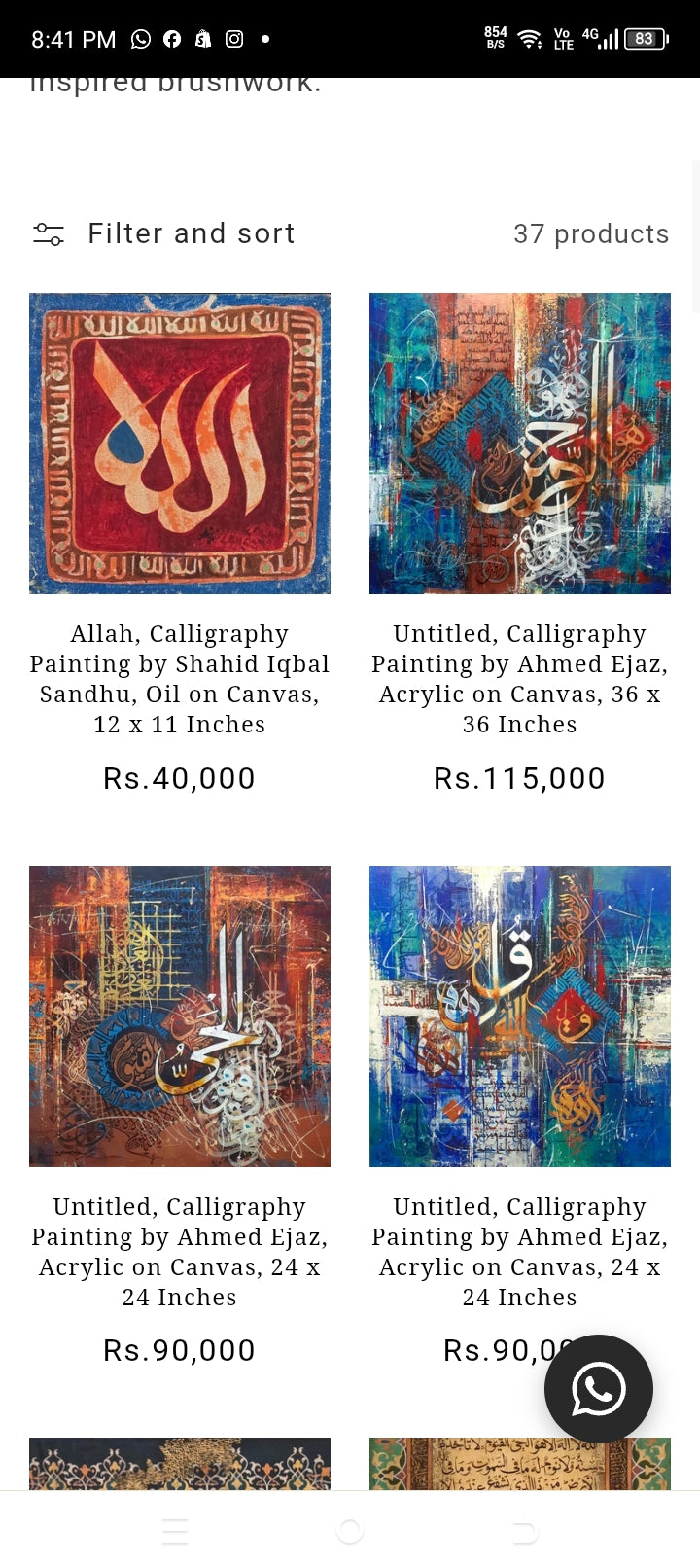 Original Javed Qamar Hand Painting Calligraphy