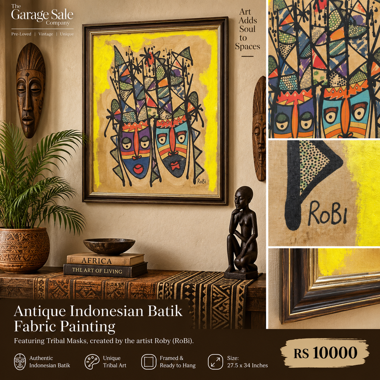 Antique Indonesian Batik Fabric Painting