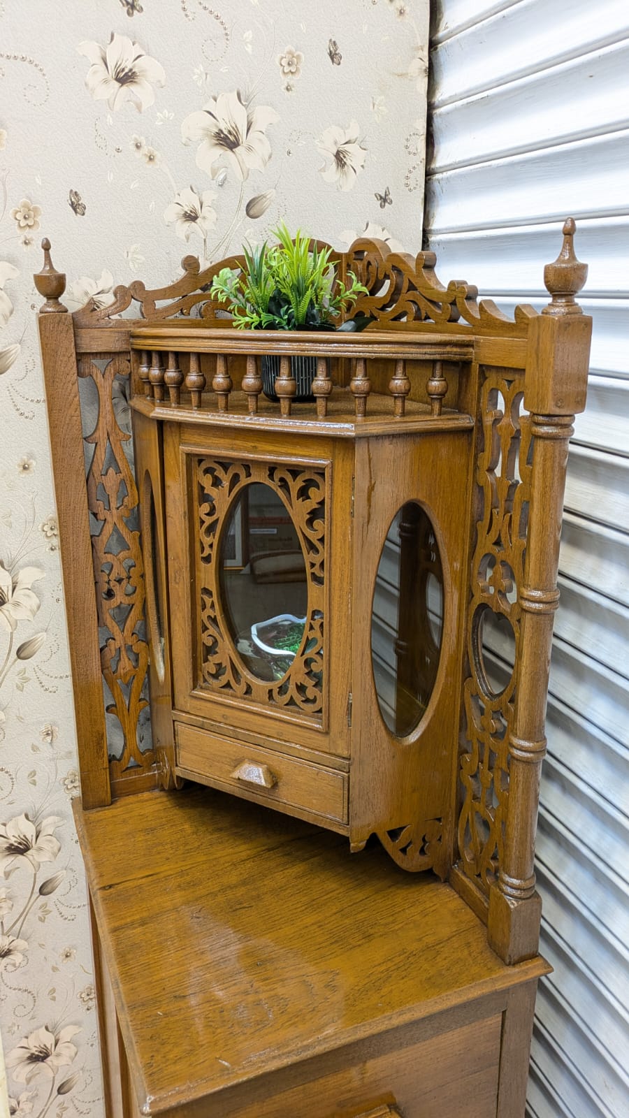 Antique Solid Burma Teak Wood Corner