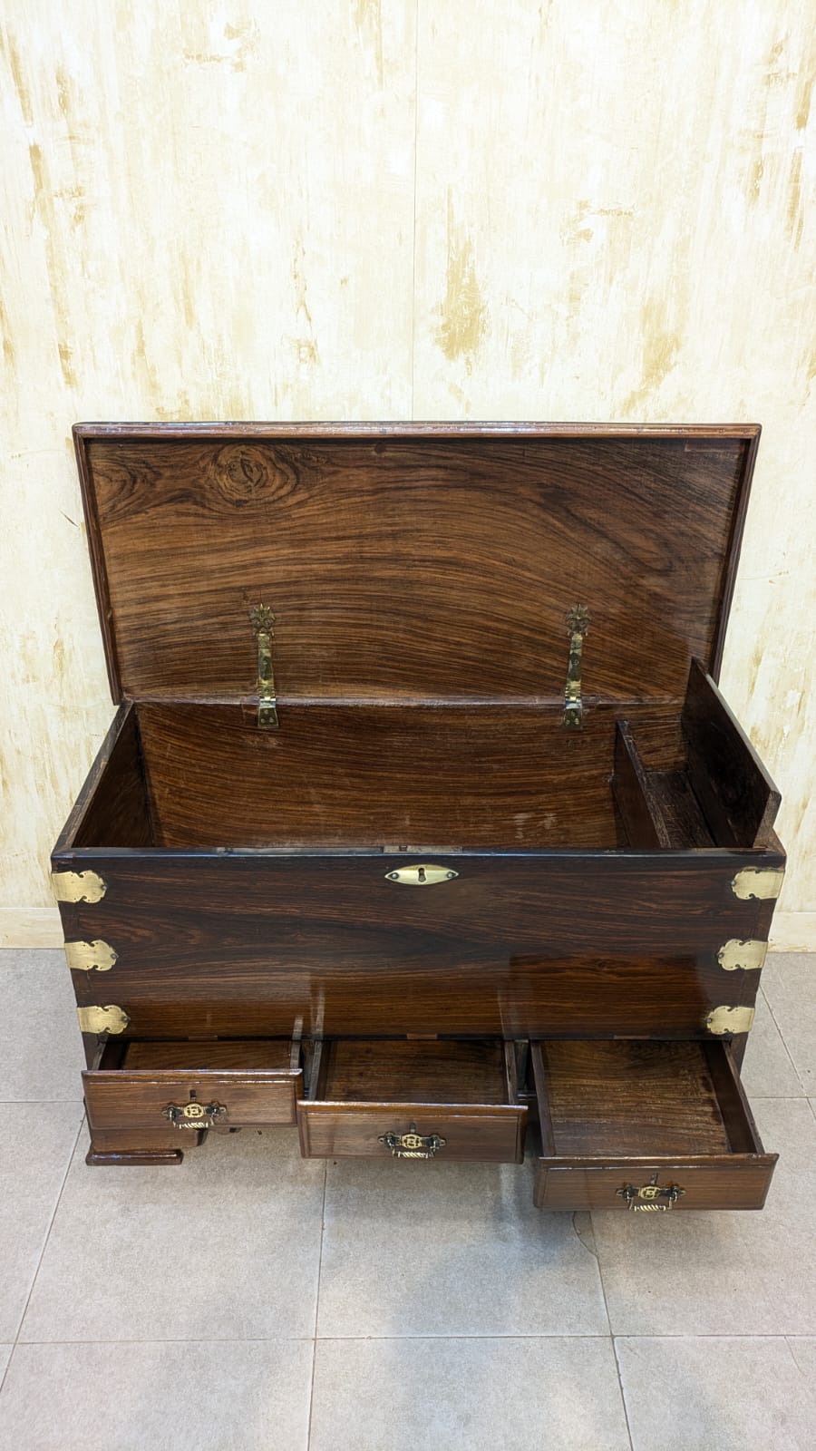 Antique Mid Century Solid Sheesham Wood Trunk