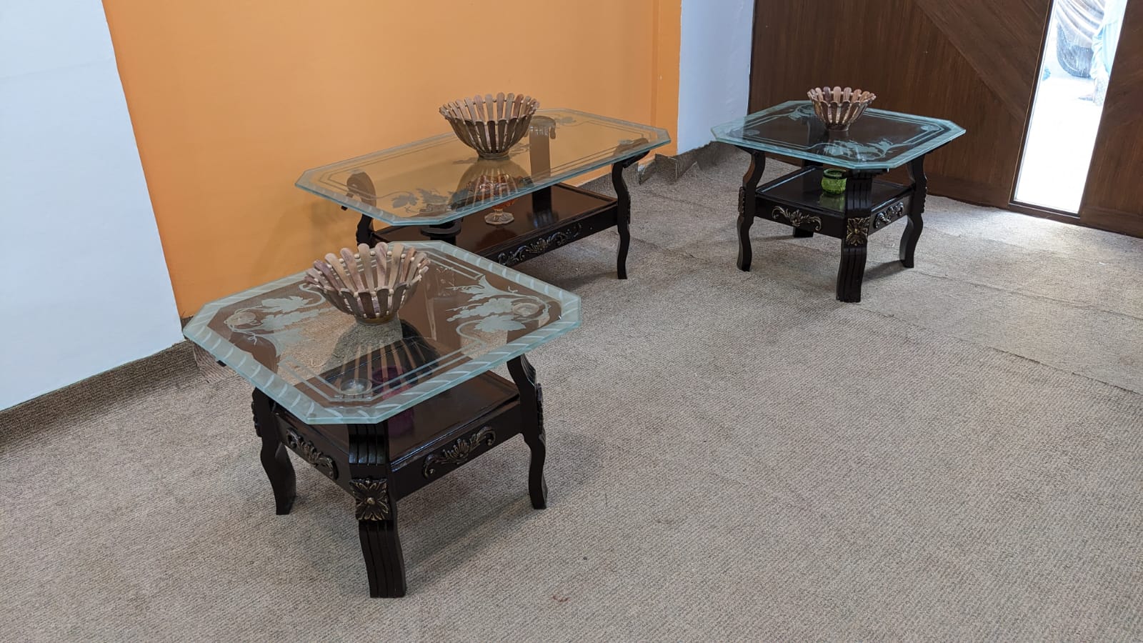 Sheesham Wood Center and Side Table Set