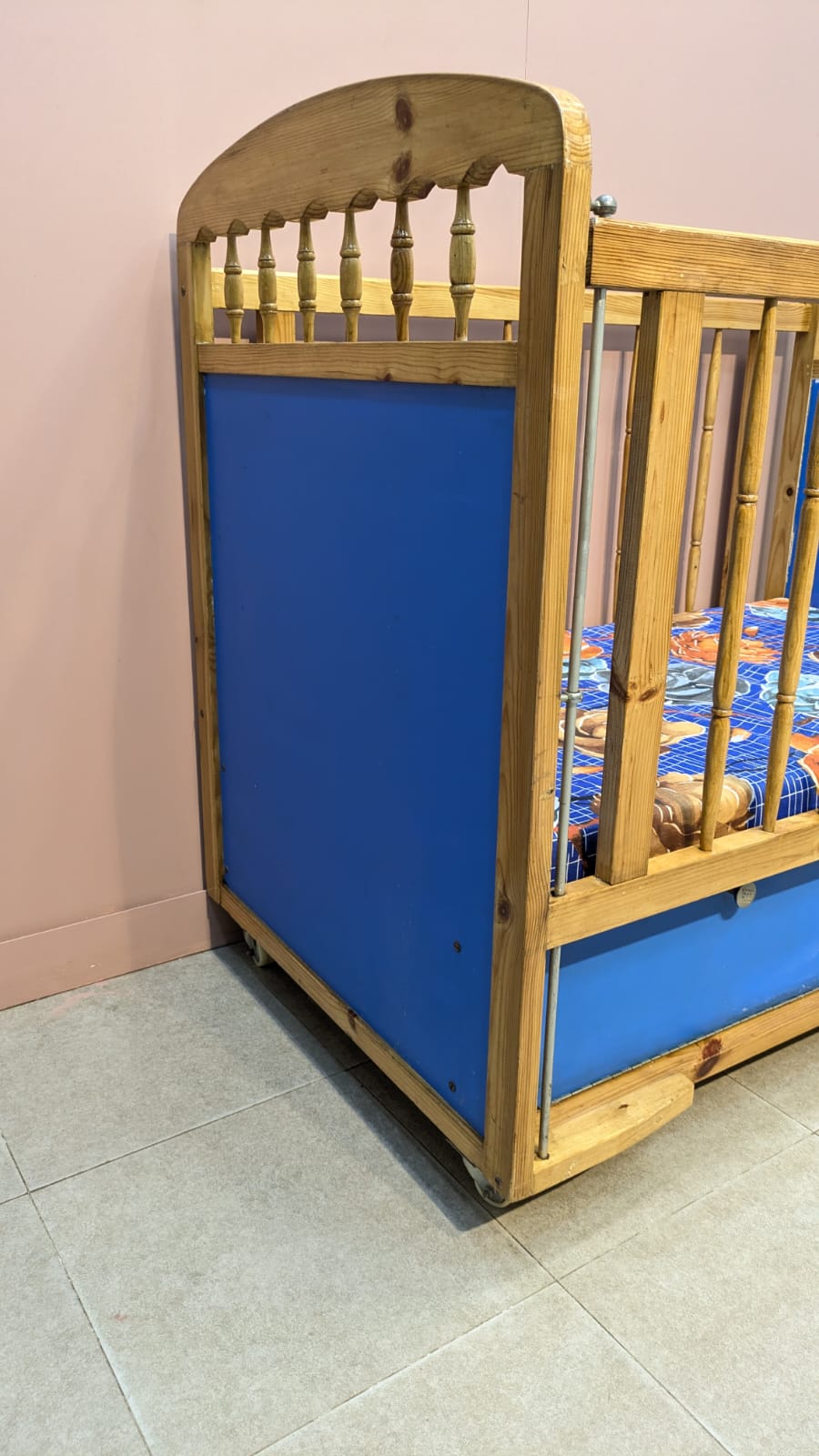 Wooden Baby Cot With Mattress