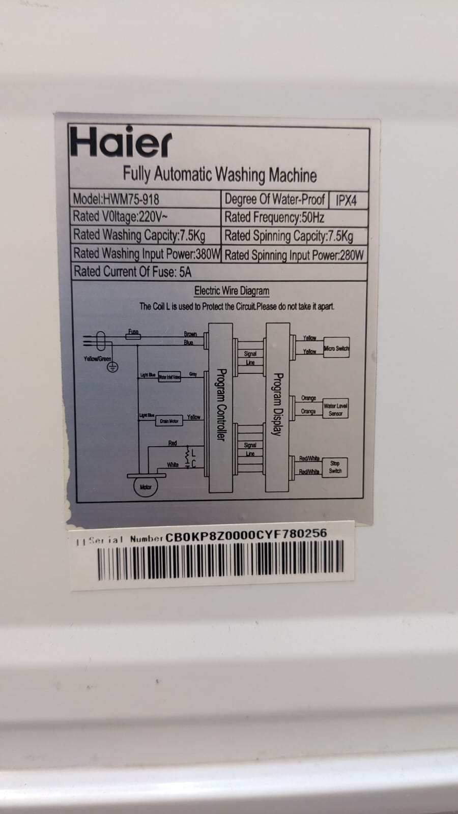 Haier Fully Automatic Washing Machine