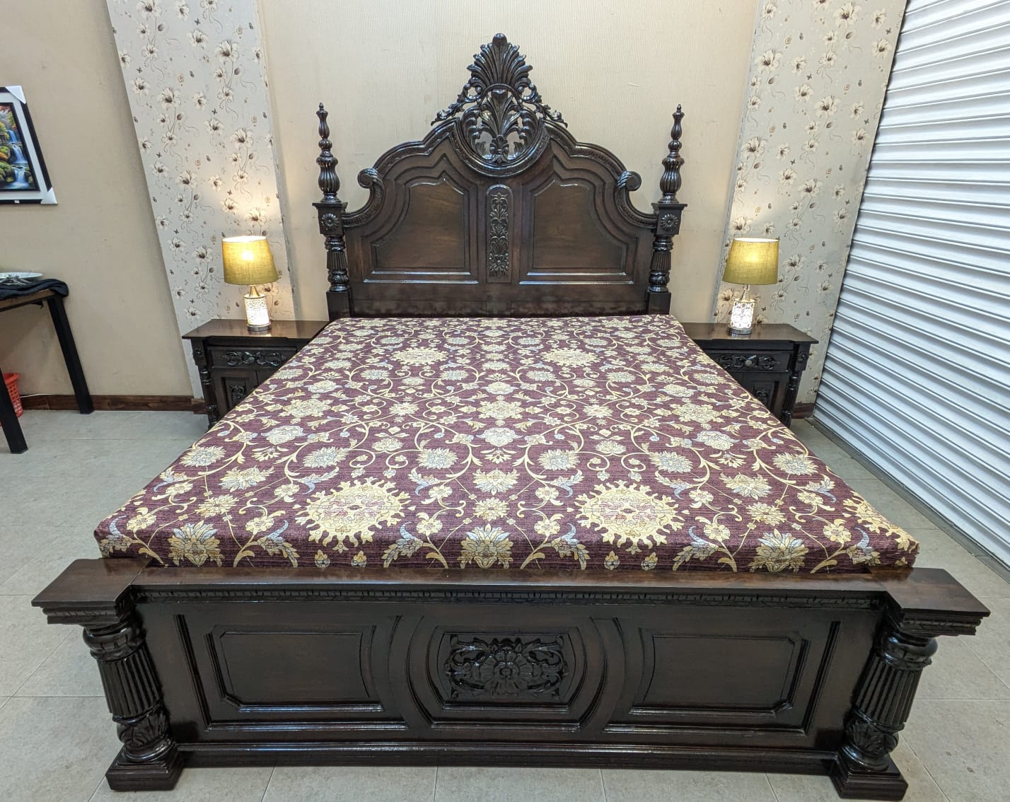 100% Solid Sheesham Wood King Size Bed Set