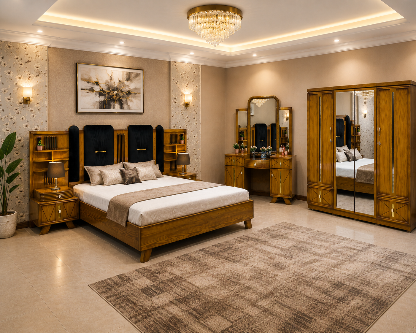 Turkish King Size Bedroom Set with Mattress