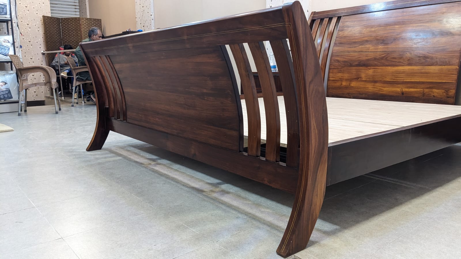 Imported Solid Sheesham Wood Super King Size Bed with 2 Side Tables