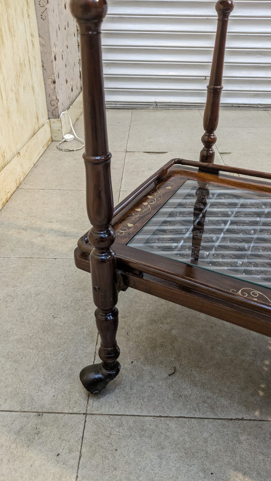 Solid sheesham Wood 2 Tier Tea Trolley