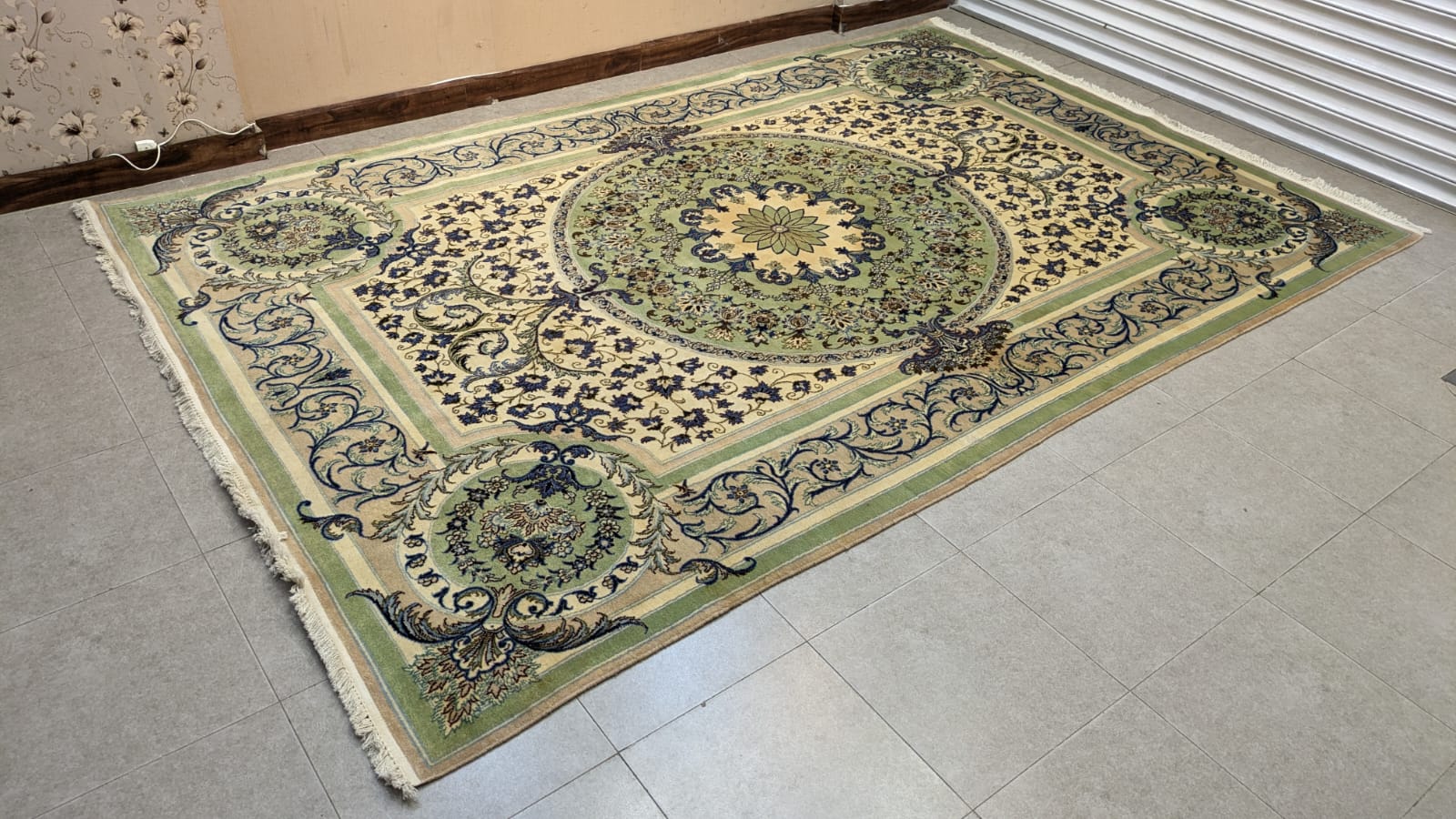 Vintage Persian Nain Hand Knotted Carpet