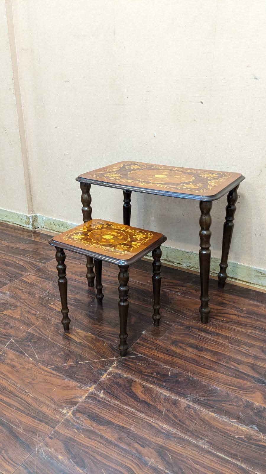 🔥Antique Imported Italian🔥 Nesting Wooden Modern Marquetry Classic Table