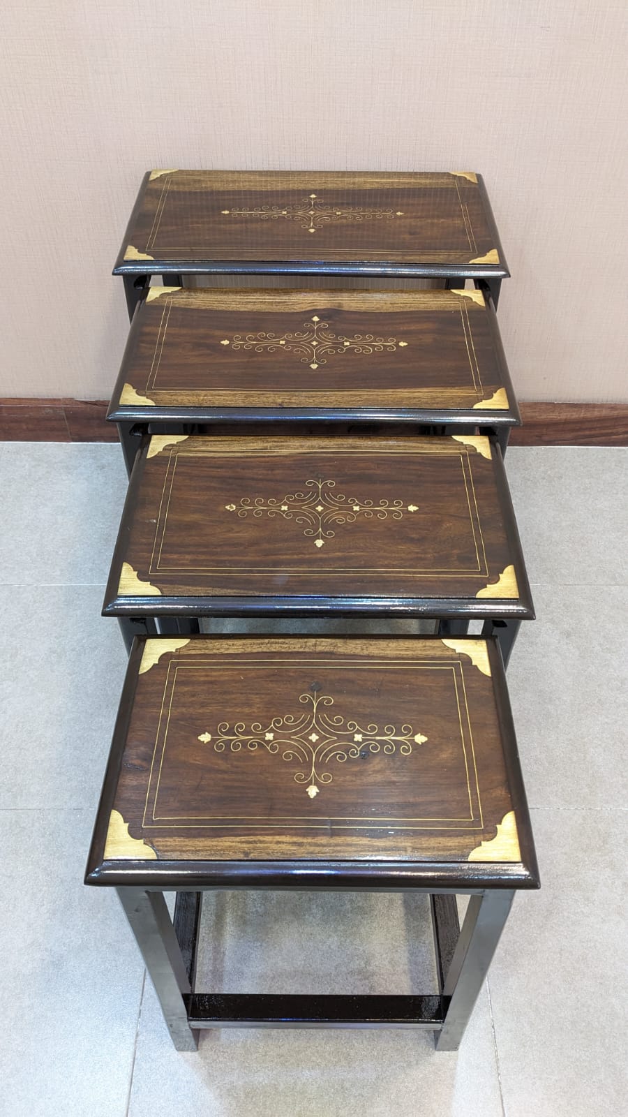 Solid Sheesham Wood Nesting Tables Set