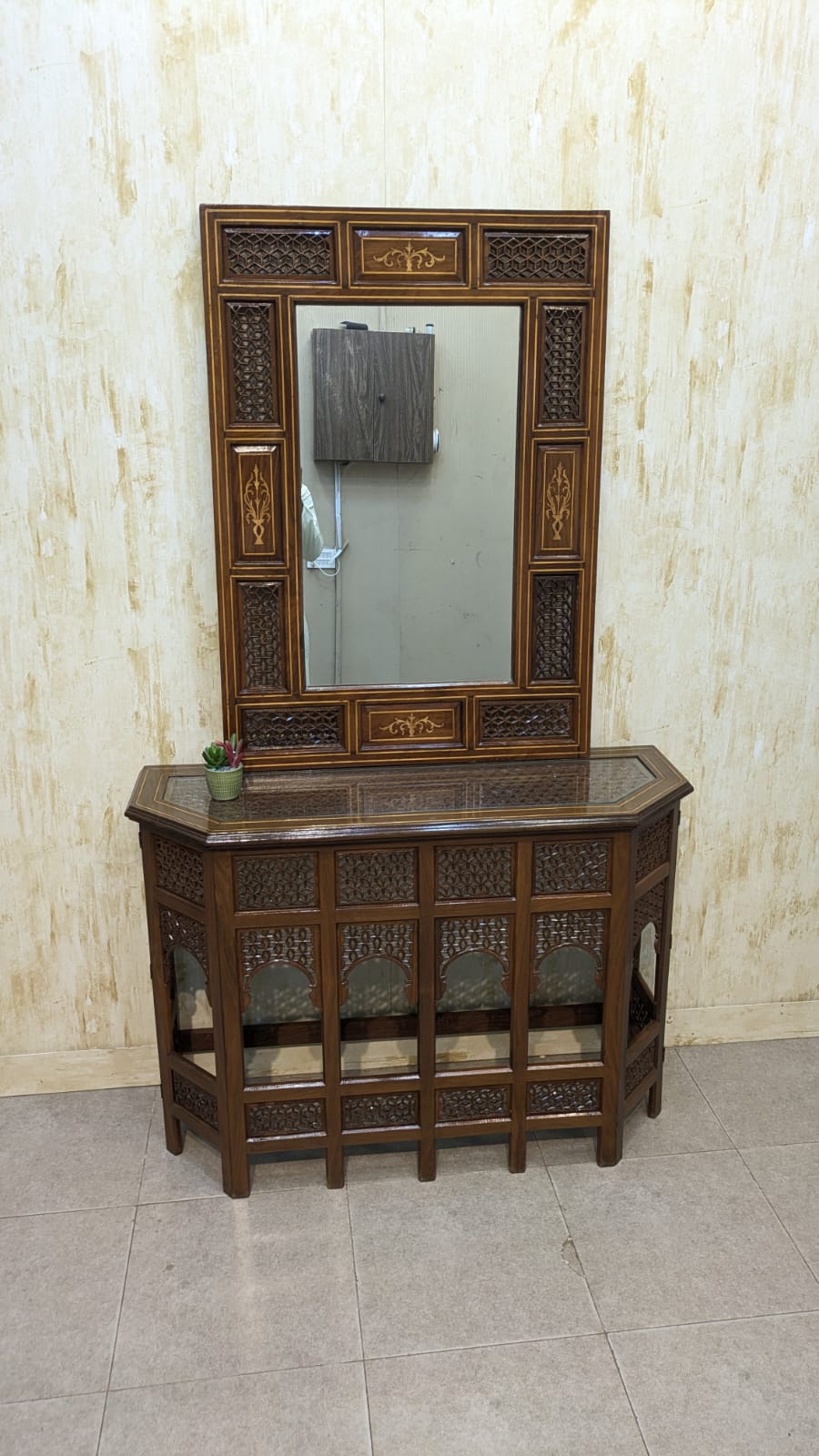Console with Wall Mounted Mirror