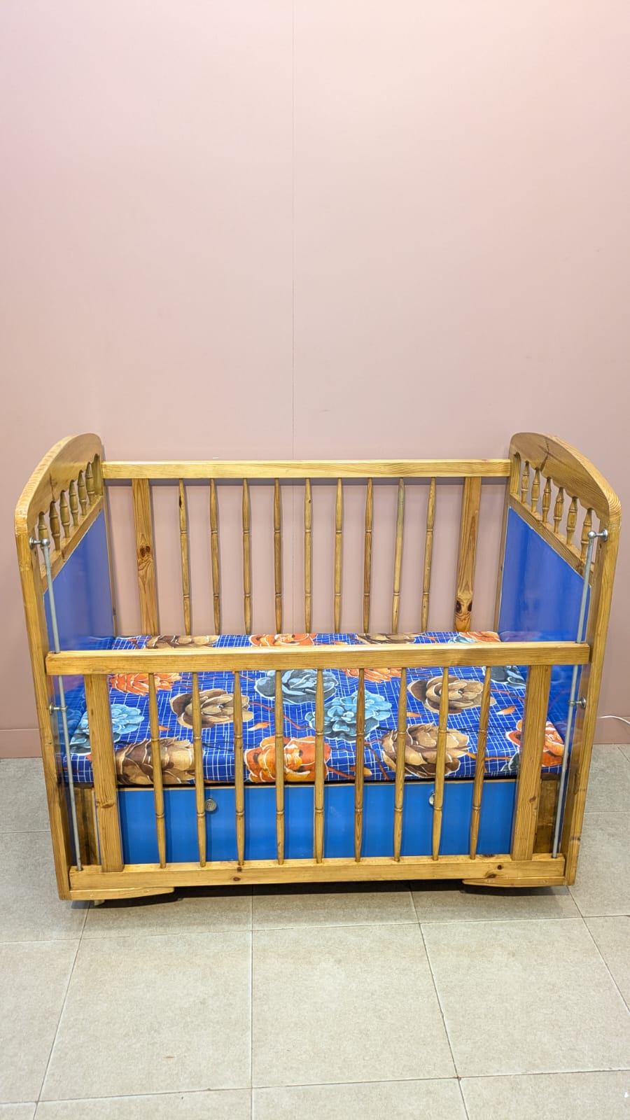 Wooden Baby Cot With Mattress