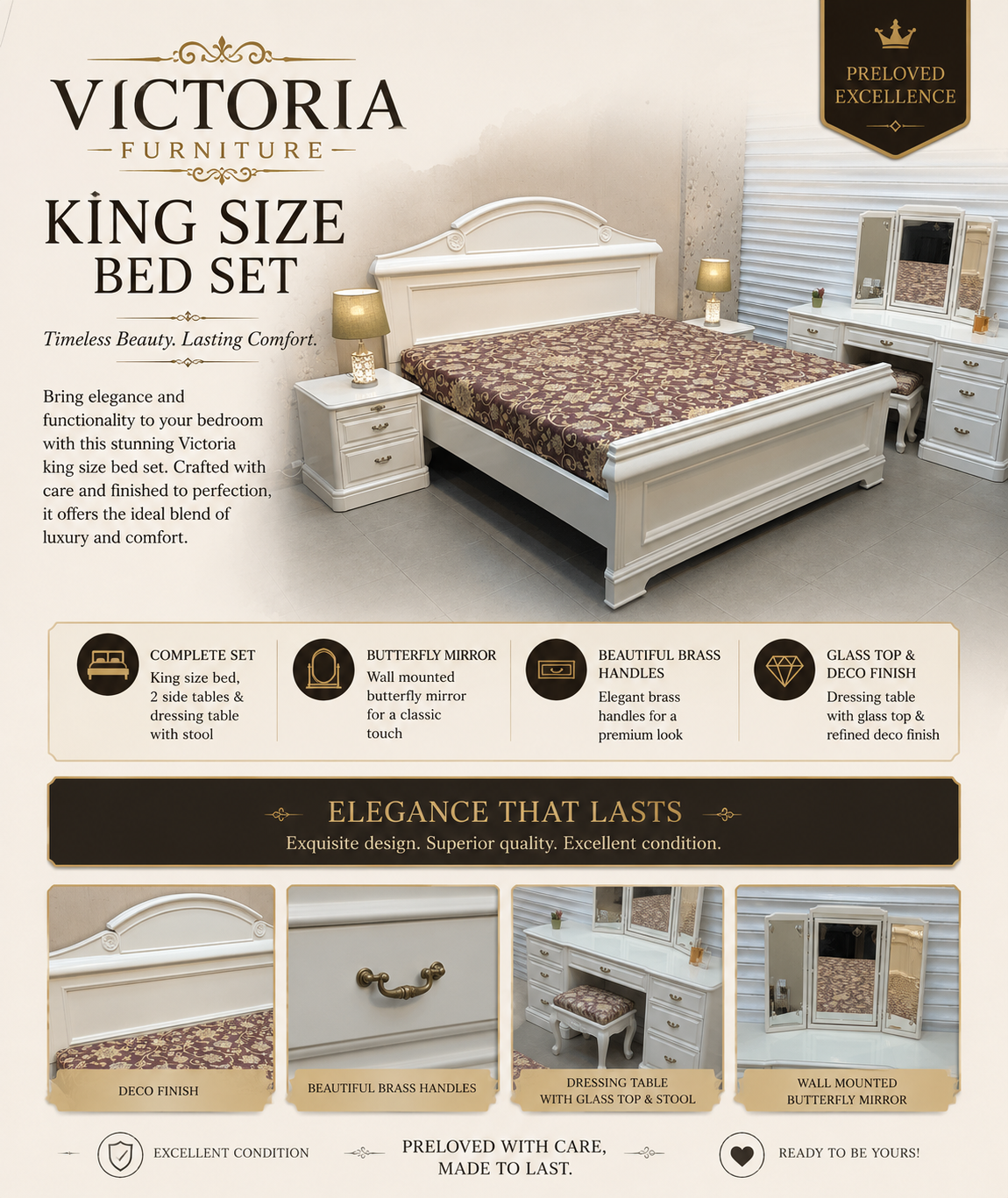 Victoria Furniture King Size Bed Set