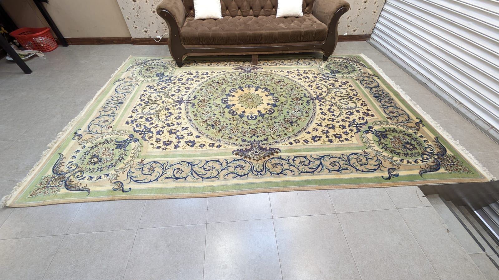 Vintage Persian Nain Hand Knotted Carpet
