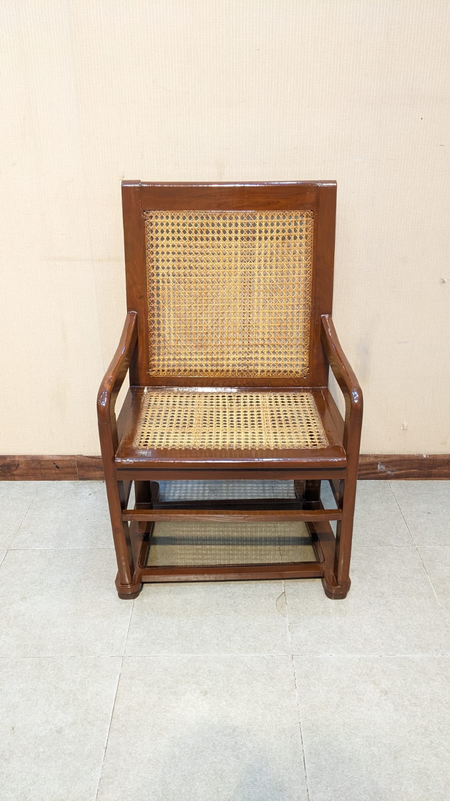 Antique Solid Sheesham Wood Wicker Chair