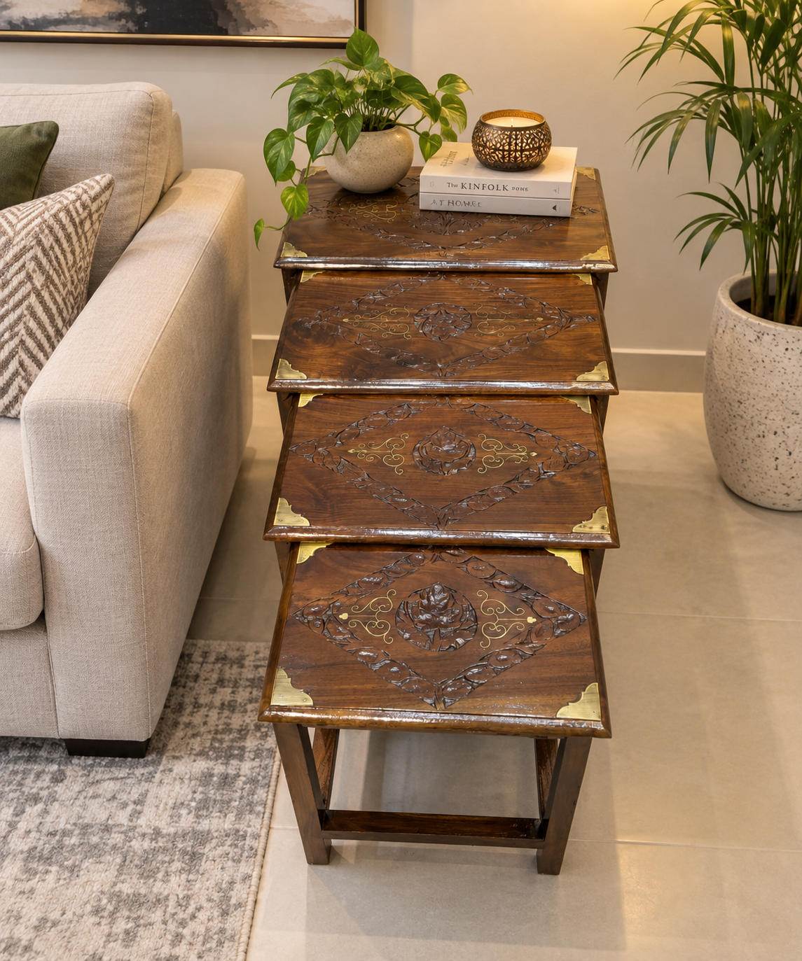 Solid Sheesham Wood Nesting Table