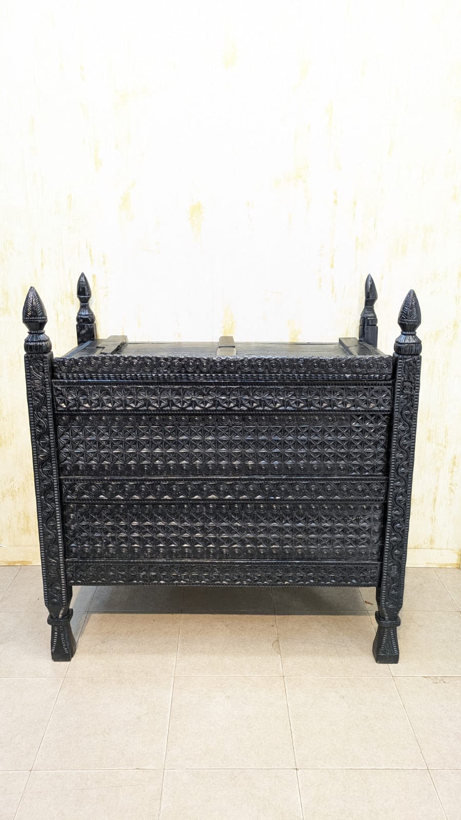 Antique Afghan Hand Carved Large Chest