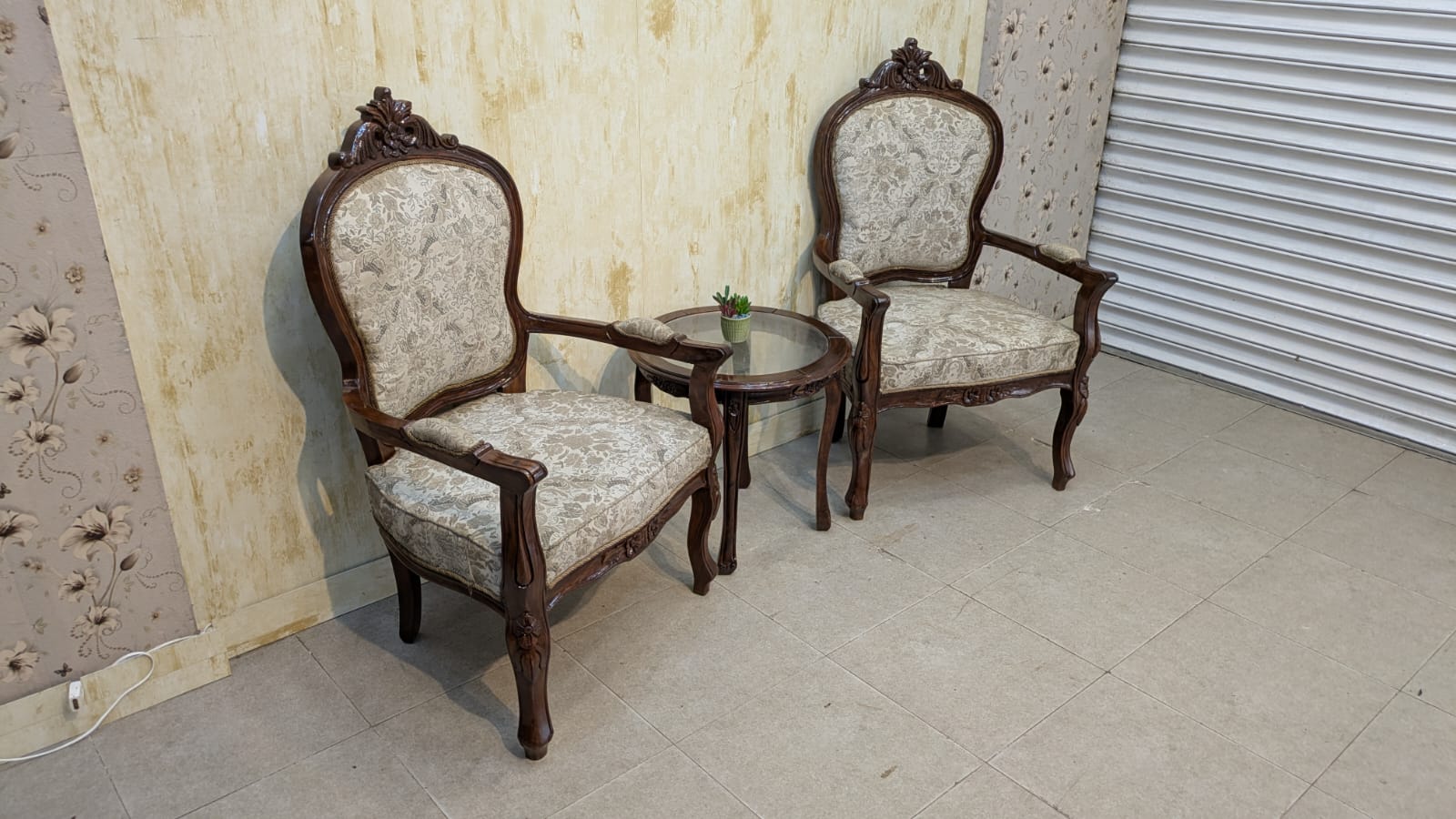Solid Sheesham Wood Pair of Coffee Chairs Set