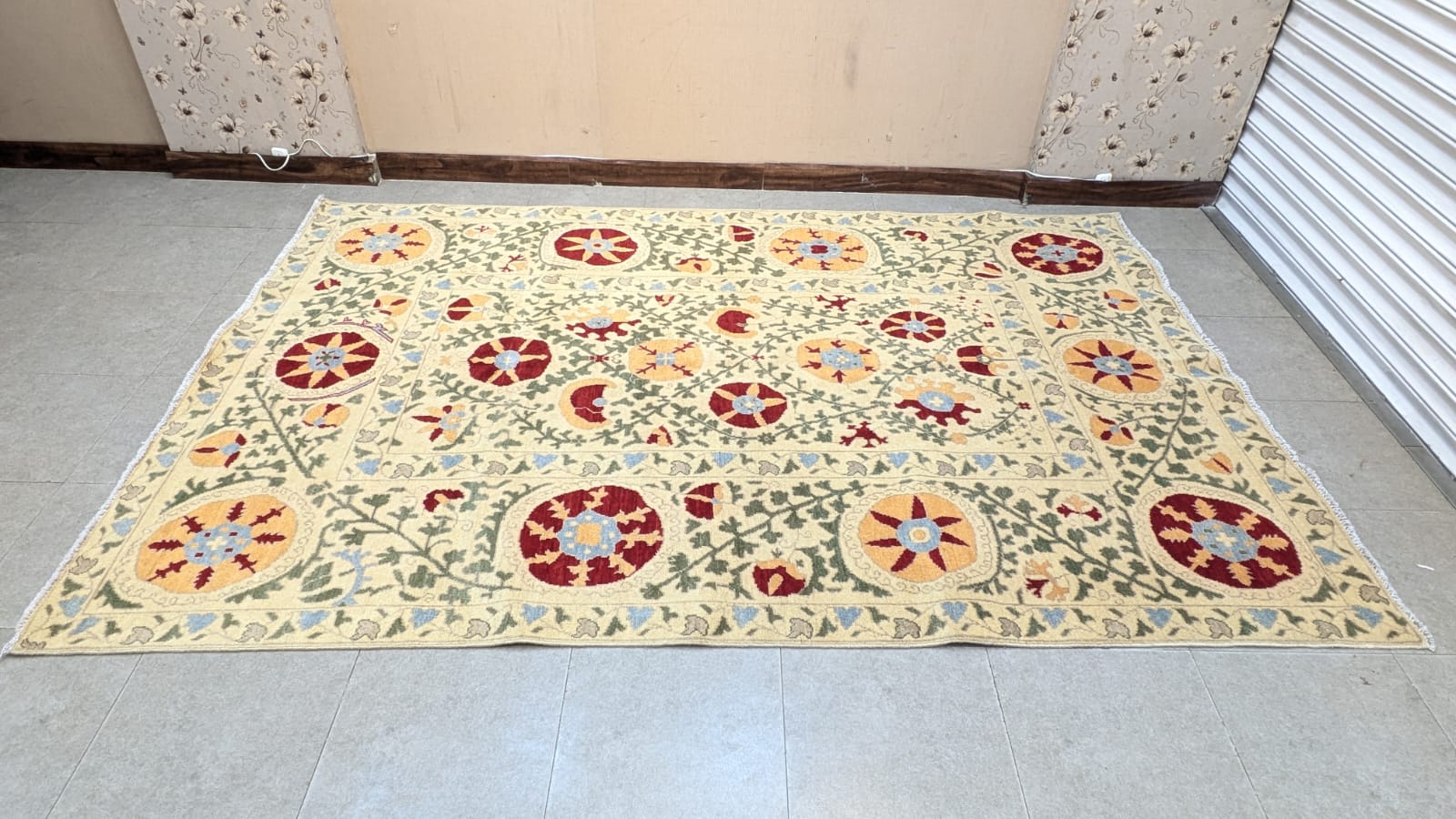 Imported Vintage Uzbekistan Suzani Hand Knotted Carpet