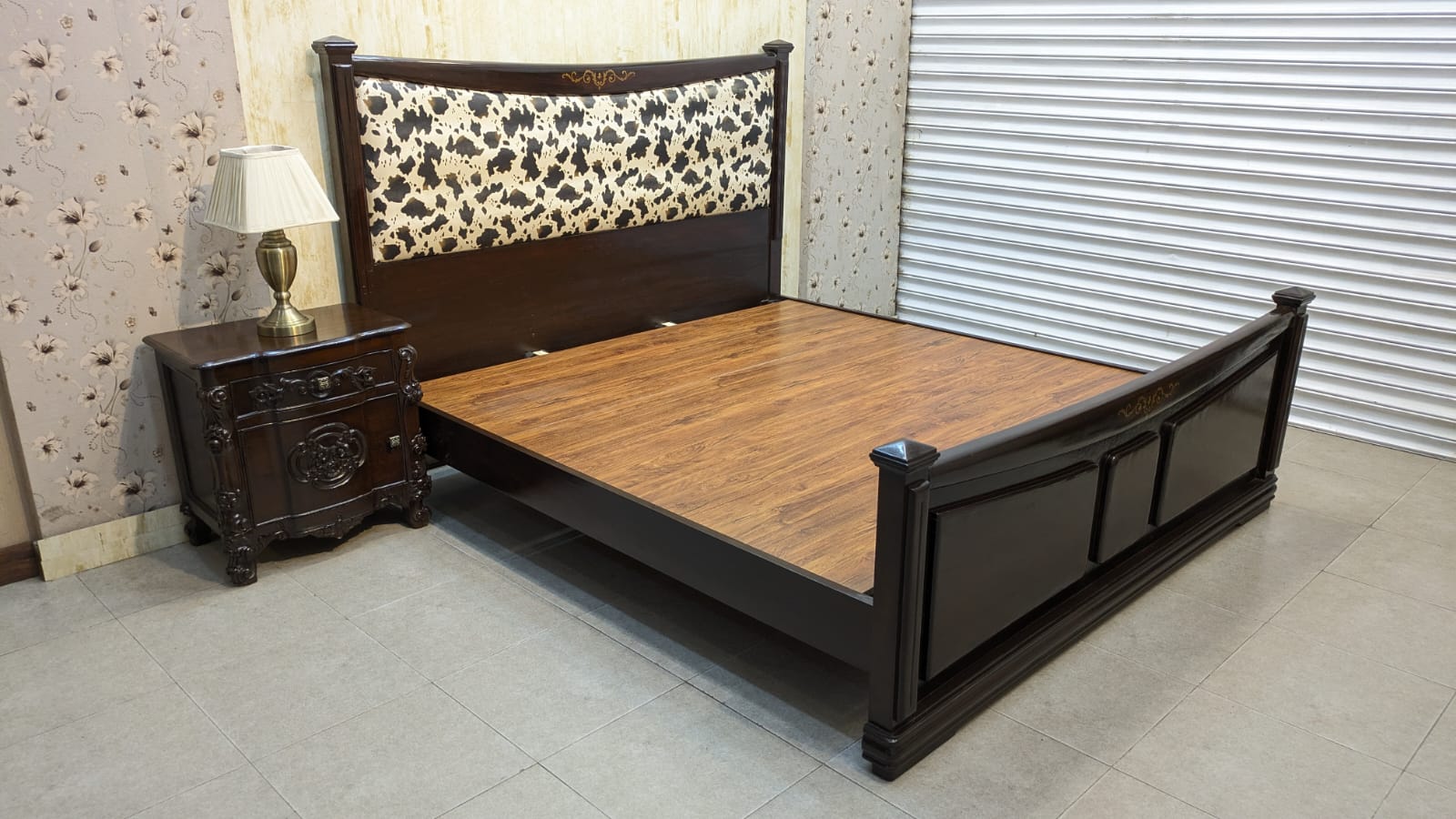 Sheesham Wood King Size Bed With 1 Side Table