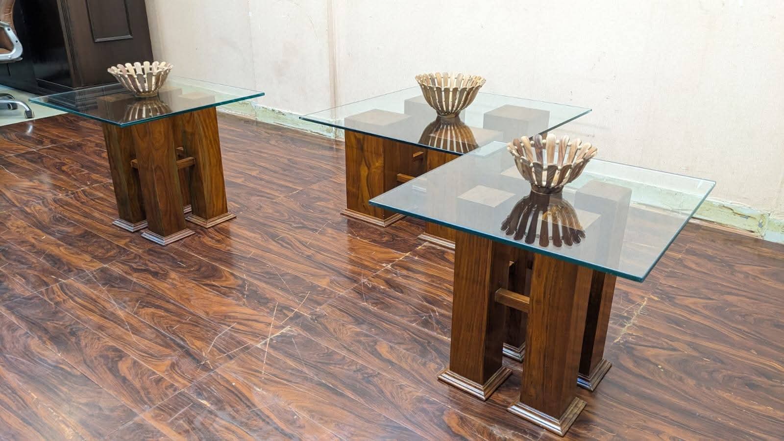 Solid Sheesham Wood Center And Side Tables Set
