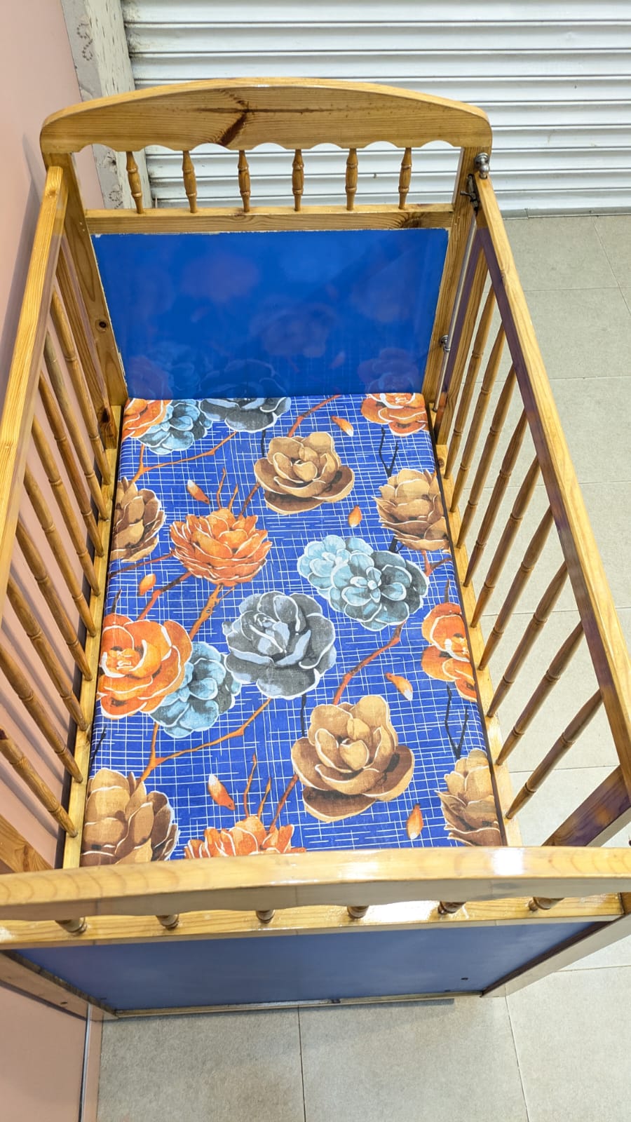 Wooden Baby Cot With Mattress