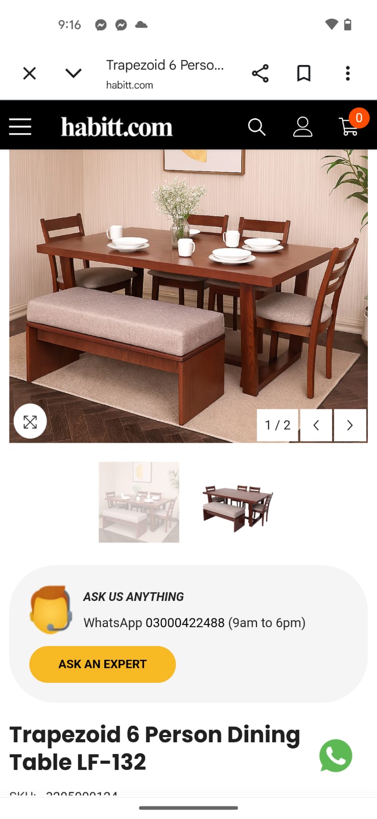 Habitt Trapezoid 6 Person Dining Table