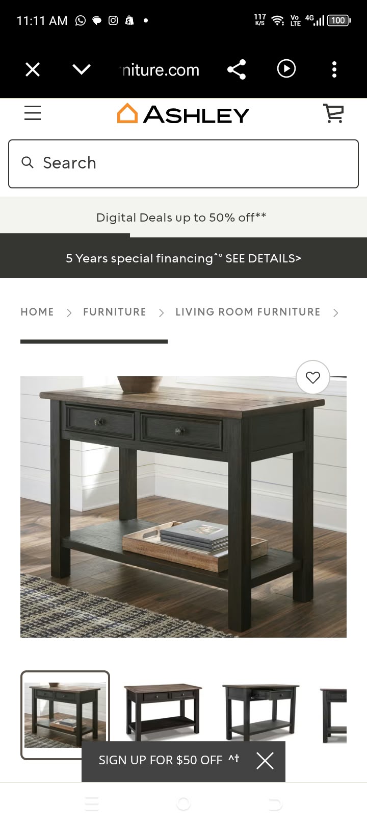 Imported American Ashley Furniture Tyler Greek Console Table