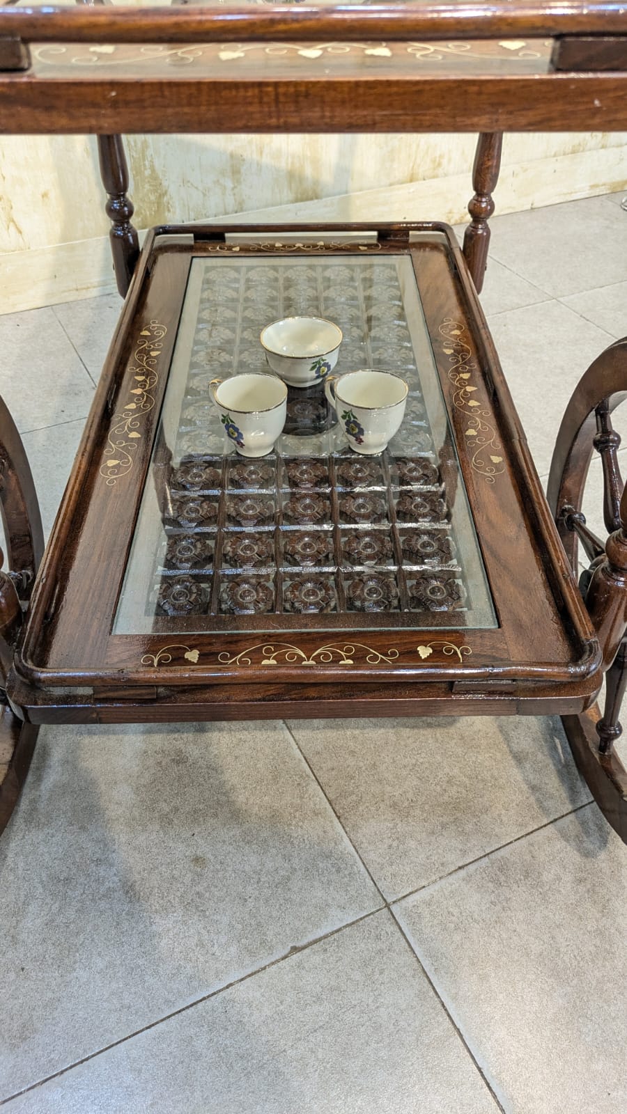 Solid sheesham Wood 2 Tier Tea Trolley