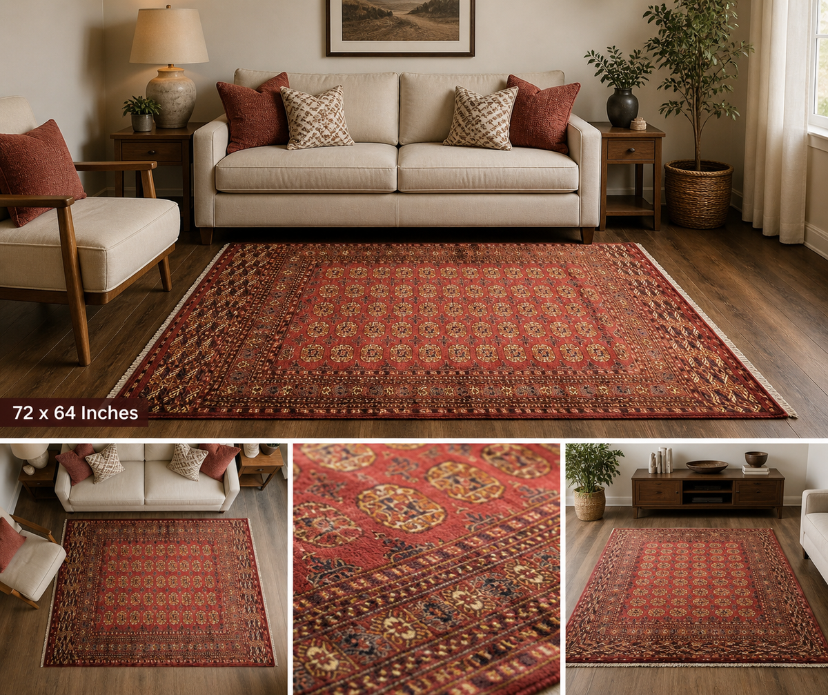 Vintage Bokhara Hand Knotted Carpet