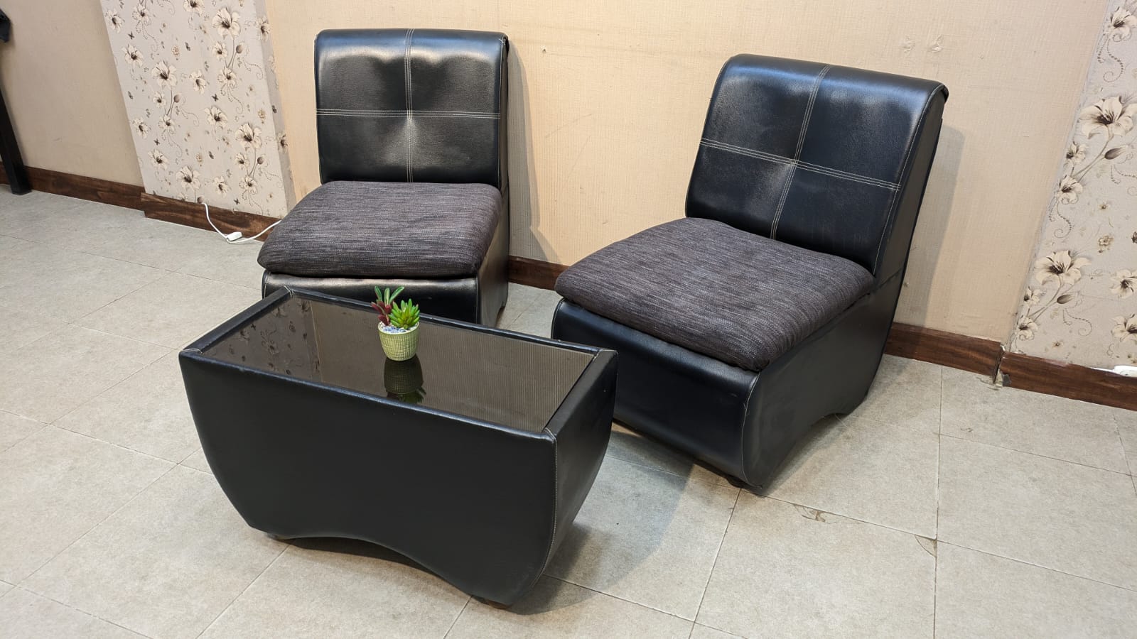Pair Of Single Seater Sofa with Table