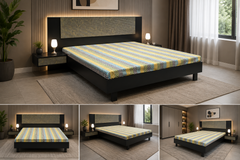 Habitt Novak King Size Bed With 2 Attached Side Tables