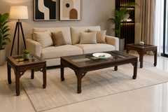 Solid Sheesham Wood Center Table Set