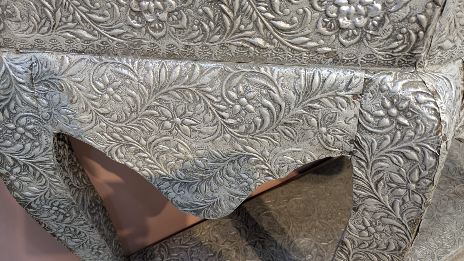 Elegant Handcrafted Silver Console Table with Mirror