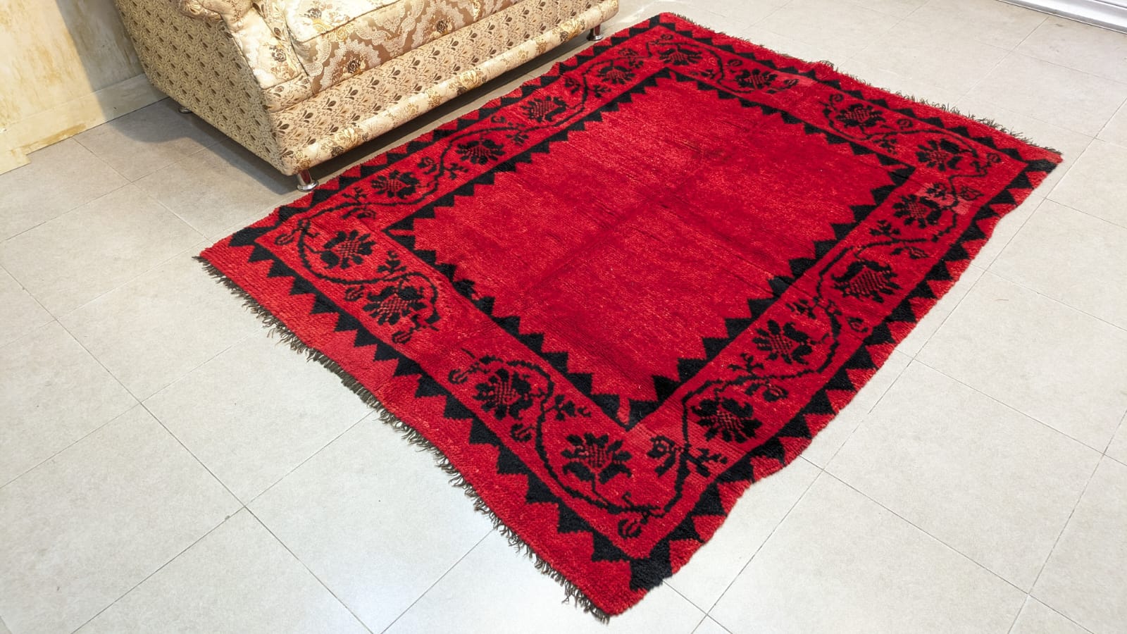 Vintage Morrocan Design Hand Knotted Carpet