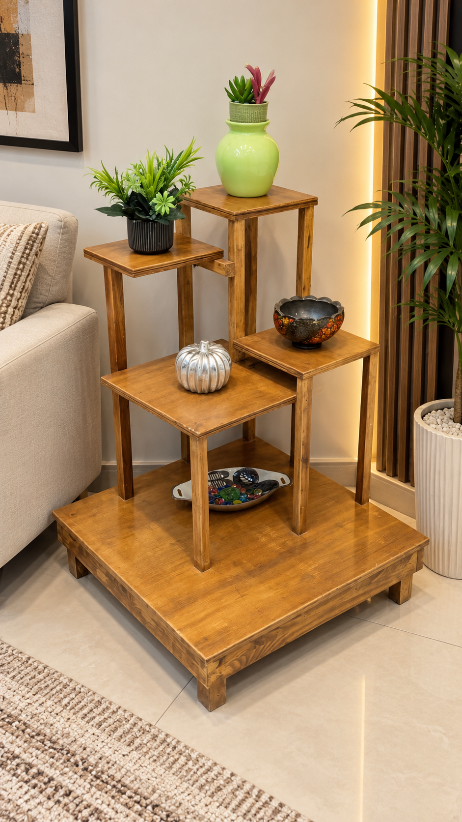 BRAND NEW BEAUTIFUL MULTI-LEVEL WOODEN DISPLAY STAND 🌿