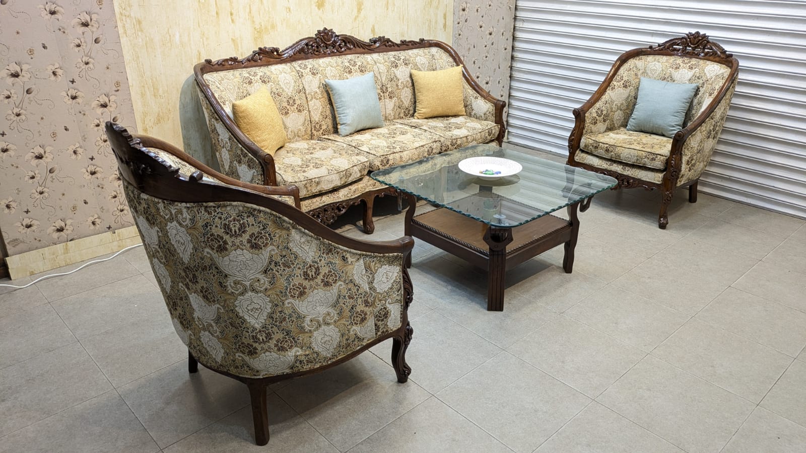 Solid sheesham Wood 5 Seater Sofa Set